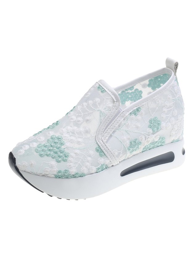 Floral Embroidery Breathable Sheer Mesh Sneakers