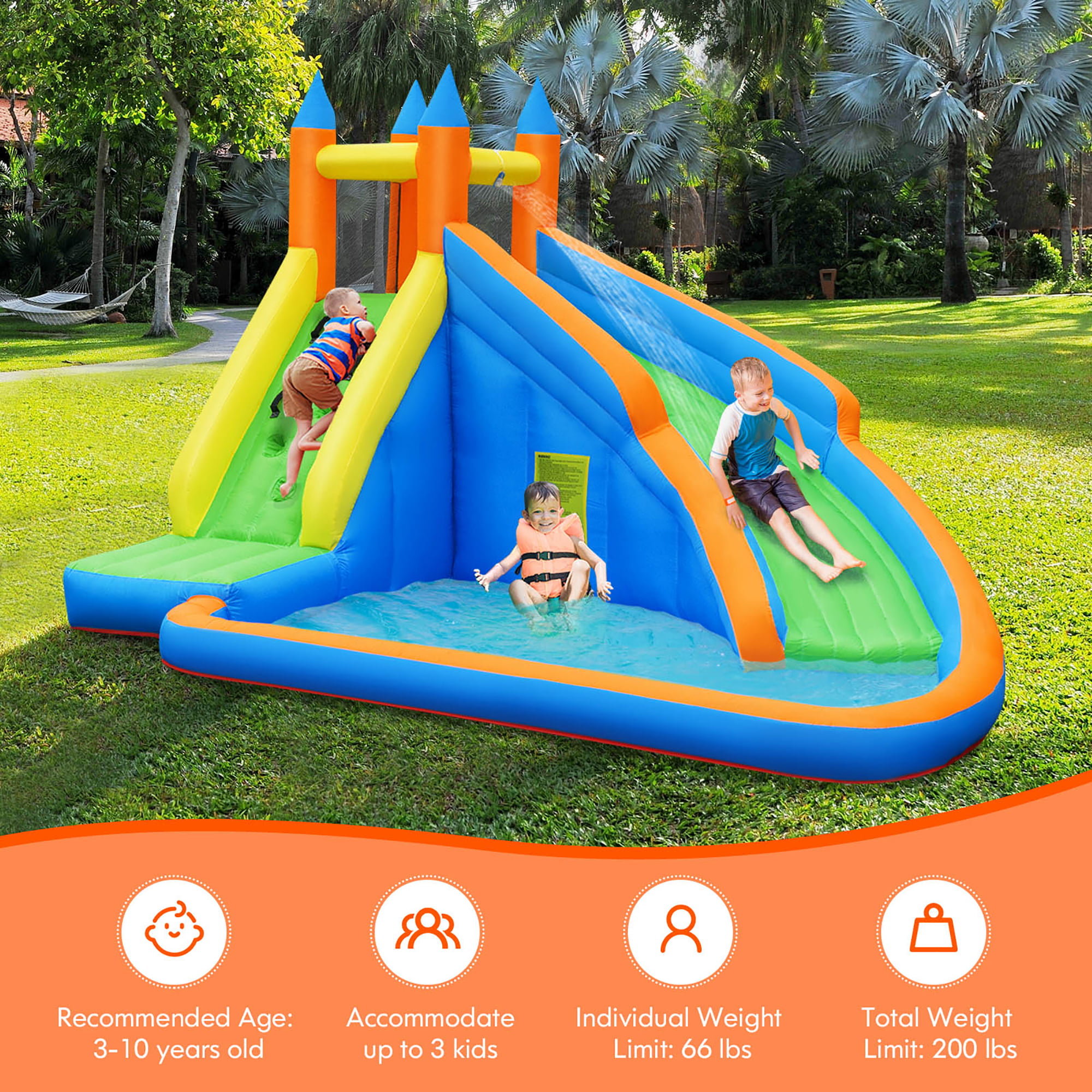 Inflatable Water Slide Mighty Bounce House Jumper Castle Moonwalk Without Blower