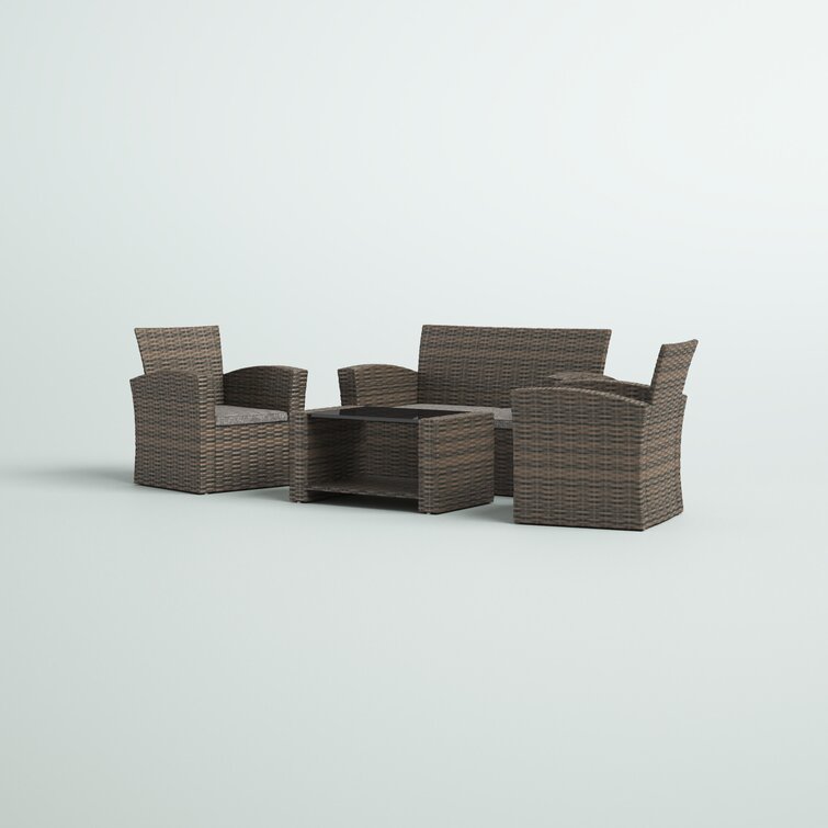 Charmain 4 Piece Rattan Sofa Seating Group with Cushions