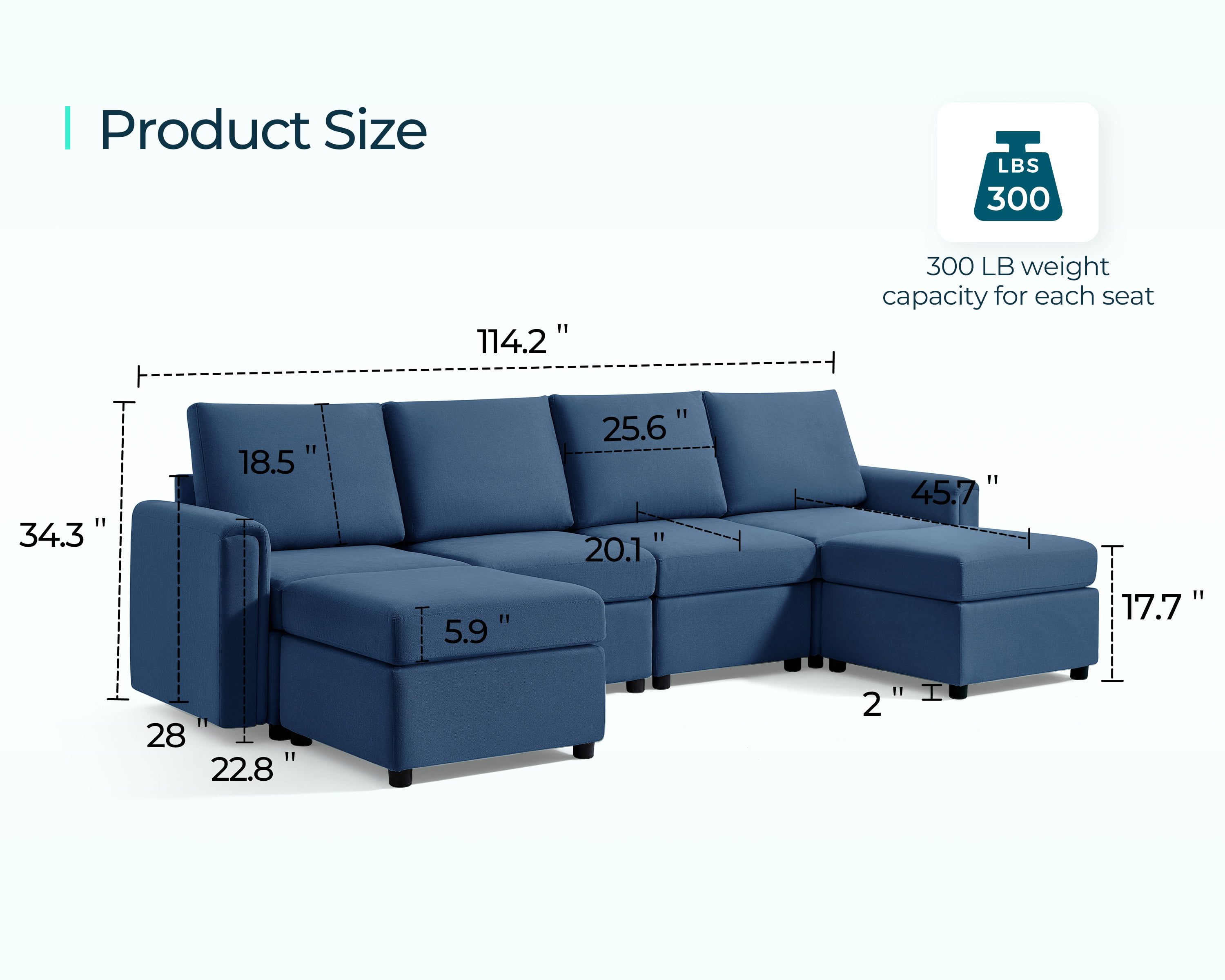 LINSY HOME Modular Couches and Sofas Sectional with Storage Sectional Sofa U Shaped Sectional Couch with Reversible Chaises, Dark Gray