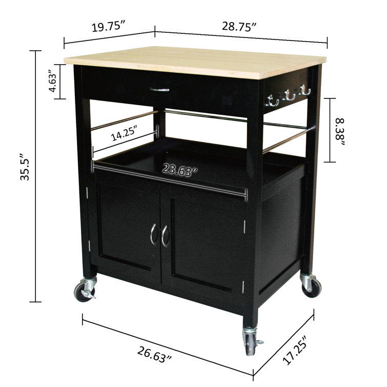 Carlijn Solid Wood Kitchen Cart