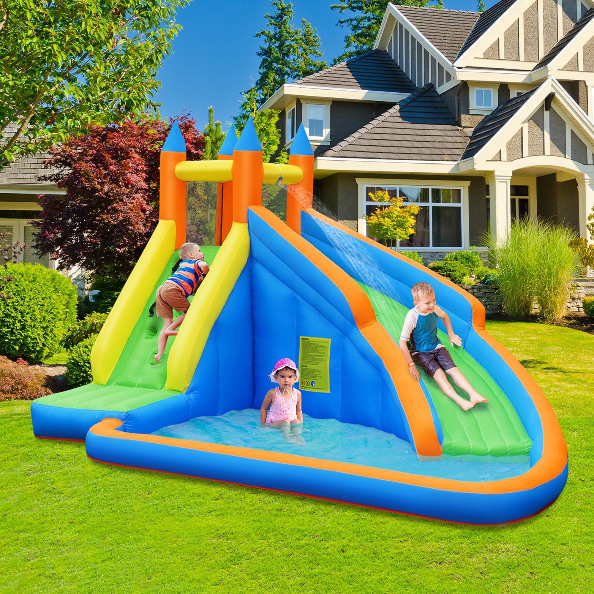 Inflatable Water Slide Mighty Bounce House Jumper Castle Moonwalk Without Blower