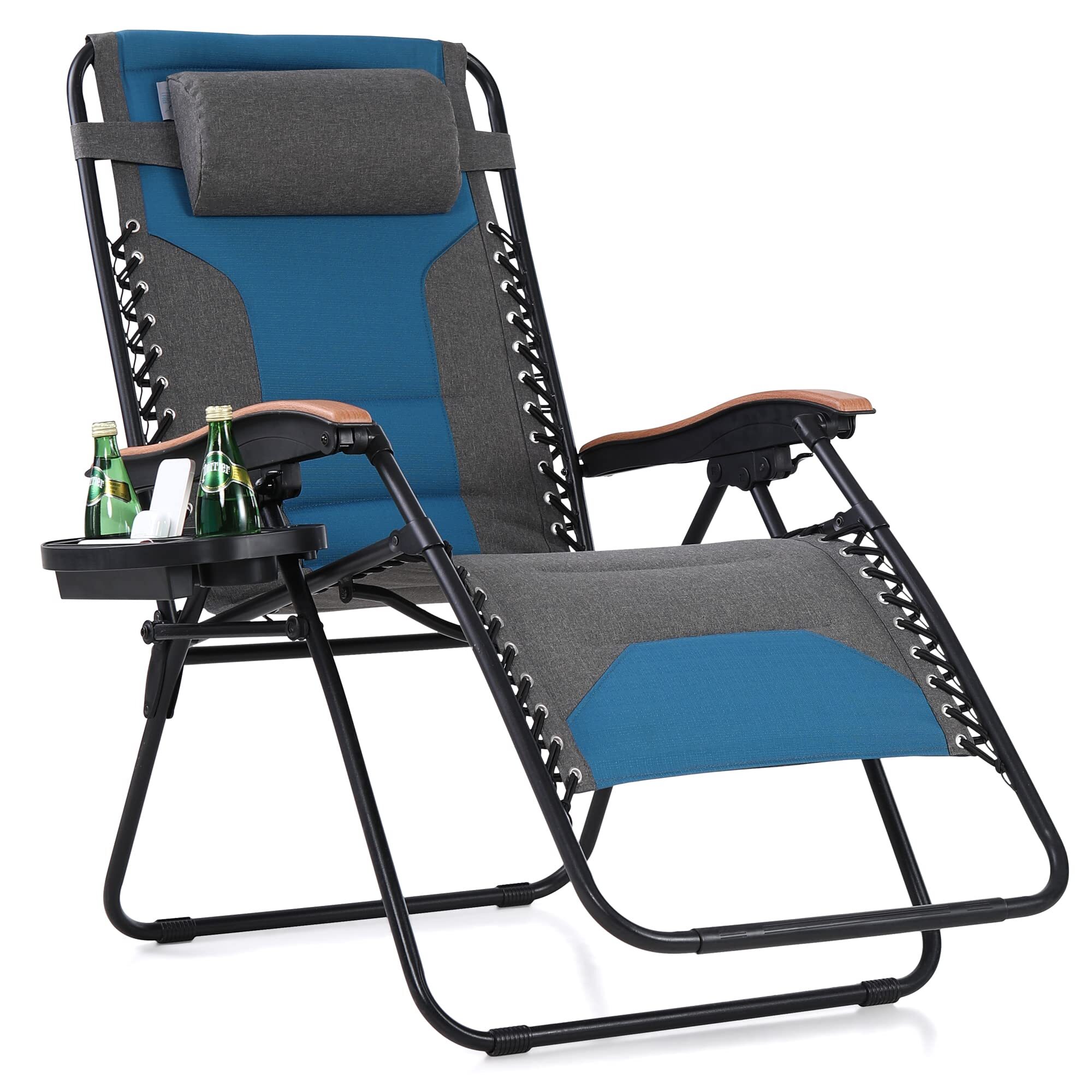 Oversize XL Padded Zero Gravity Lounge Chair Wide Armrest Adjustable Recliner with Cup Holder