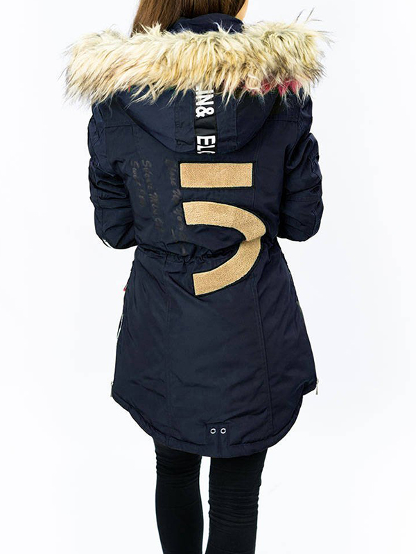 Ladies winter hood navy blue