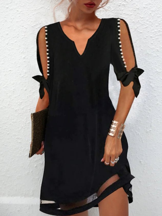 Casual Short Sleeve V Neck Dress