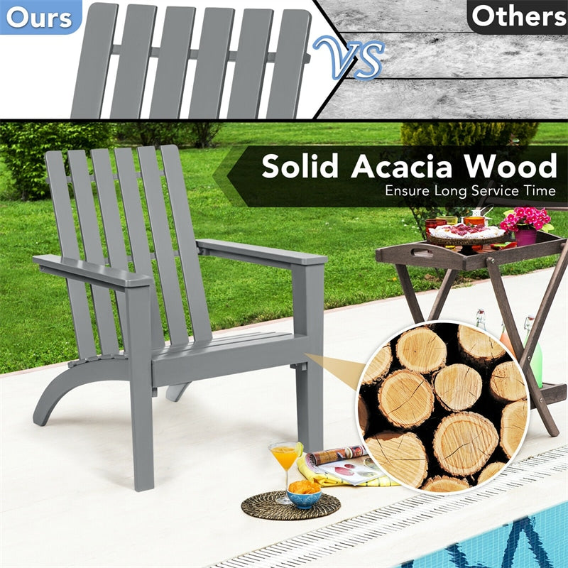 Outdoor Patio Acacia Wood Adirondack Lounge Chair