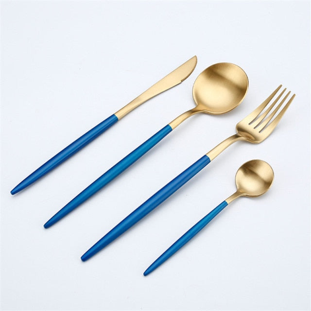 (Store Closing Sale) Rose Gold Tableware Set Stainless Steel Cutlery Set Western Food Tableware Luxury Fork Teaspoon Knife Cutlery Set fork spoon