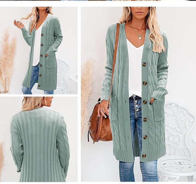 Women Yarn/Wool Yarn Plain Long Sleeve Comfy Casual Cardigan