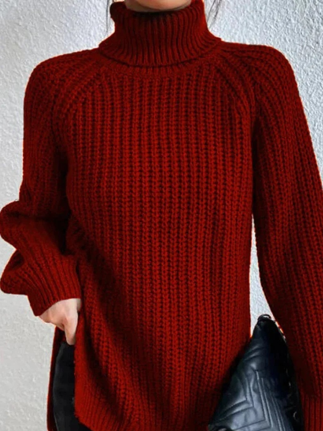 Women Wool/Knitting Plain Long Sleeve Comfy Casual Sweater