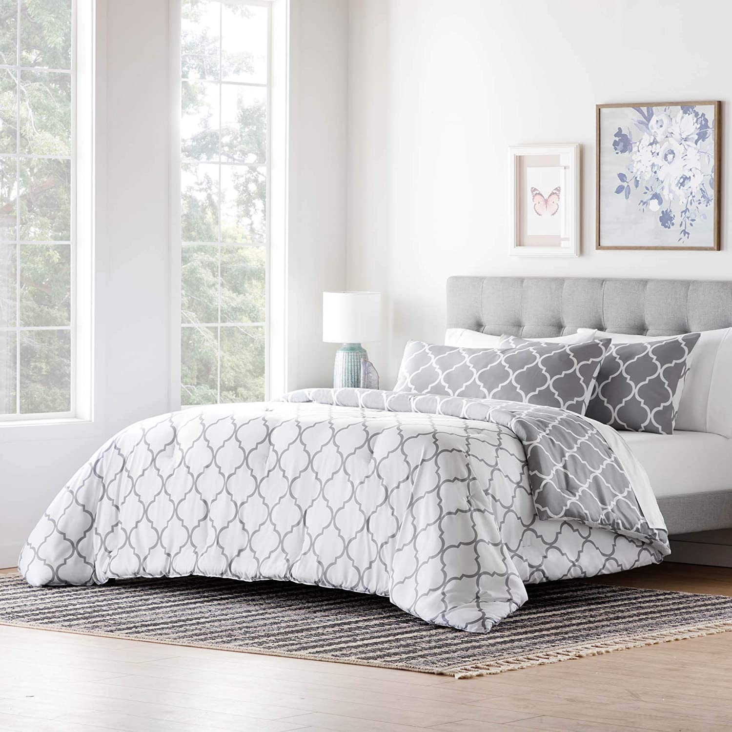 All-Season Quilted Comforter - Corner Duvet Tabs - Hypoallergenic - Plush Microfiber Fill - Machine Washable - Duvet Insert