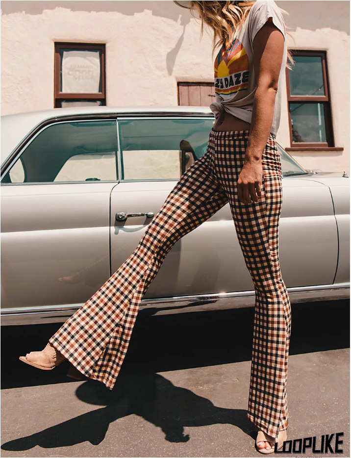 Formal Checked/Plaid Straight Leg Pants