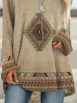 Geometric Loose Casual Long sleeve Top