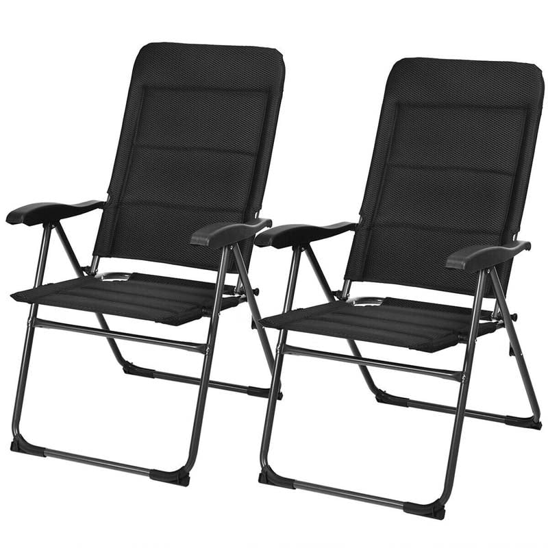 Bestoutdor 2 Pcs Patio Folding Chairs Outdoor Sling Chairs Back Adjustable Reclining Chairs