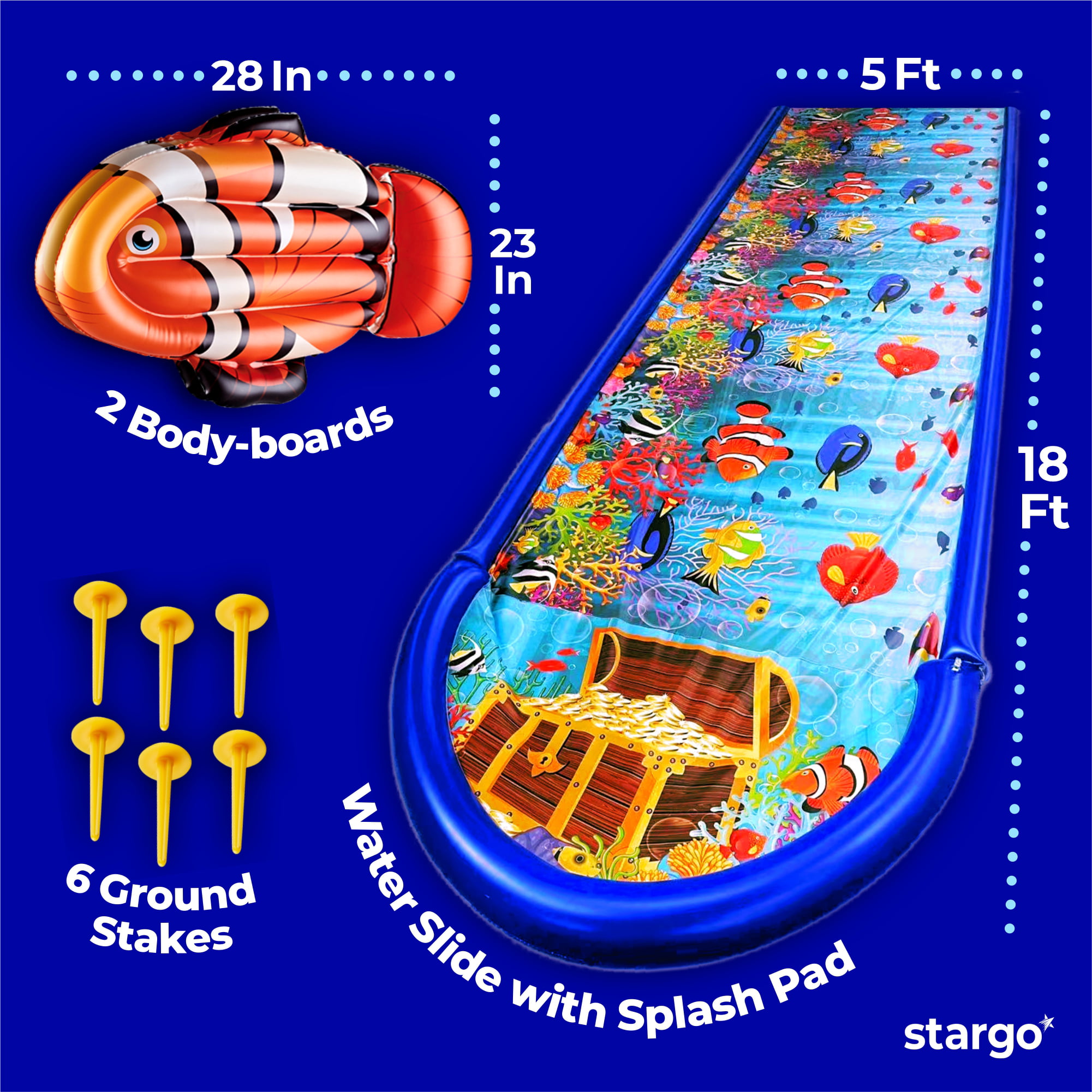 Double Lawn Slide Water Spraying Slip and Slide, Giant Backyard 25 feet Slide with 2 Inflatable Sliding Body Boards and Built in Sprinkler, Outdoor Wet Summer Fun or Snow Sledge