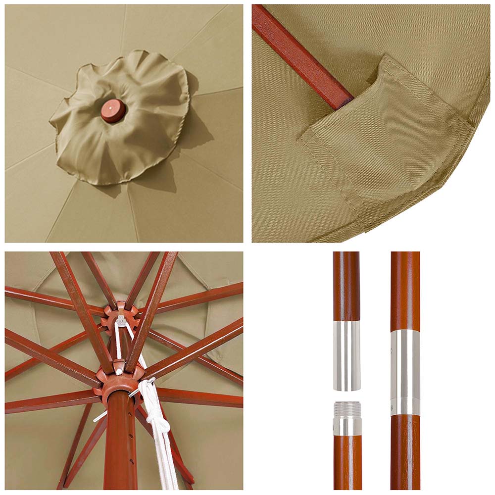 9ft Patio Wood Market Umbrella Multiple Colors