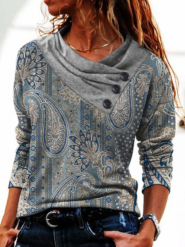 Casual Regular Fit Paisley T-Shirt