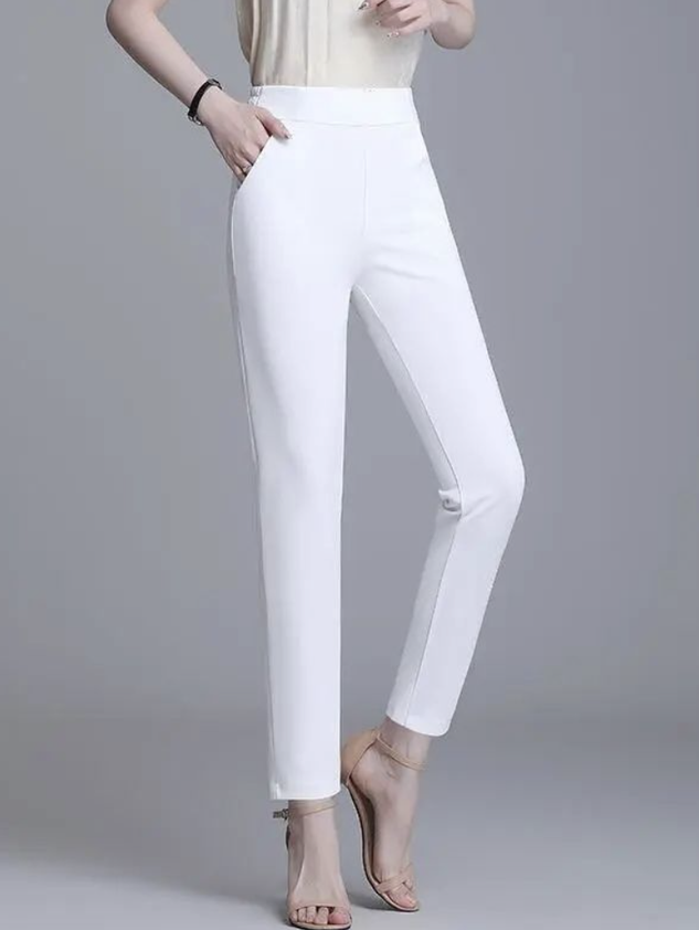 Casual Plain Ankle Pants Pocket Stitching Pant