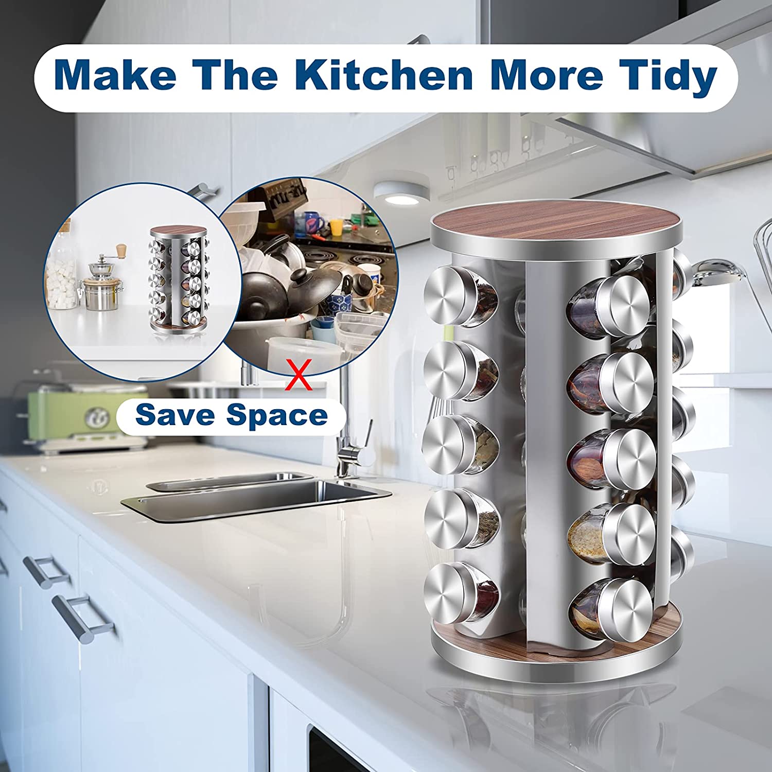 (Store Closing Sale) Cabinet rotating spice rack, 20 cans of rotating spices