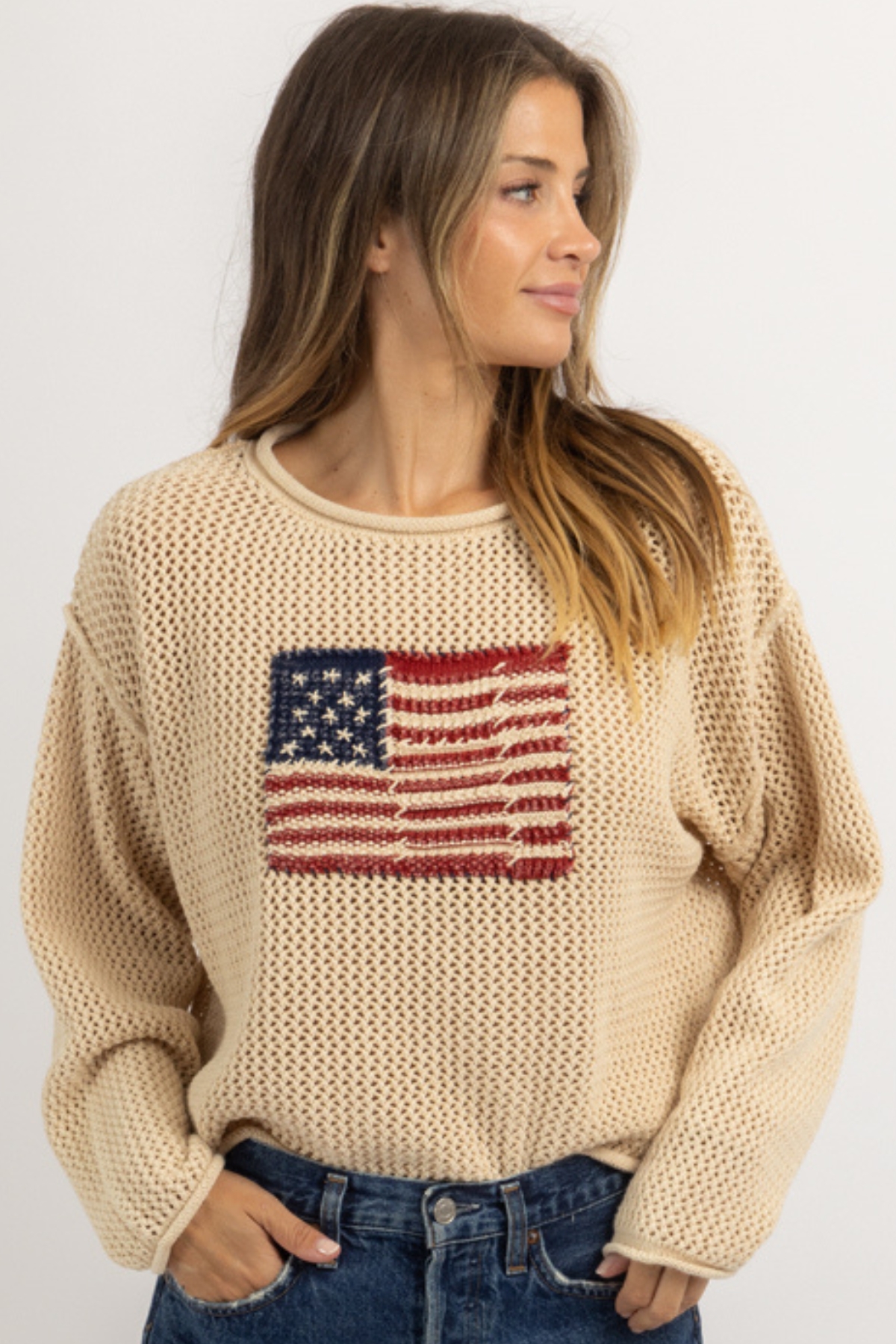 USA BEIGE KNIT SWEATER