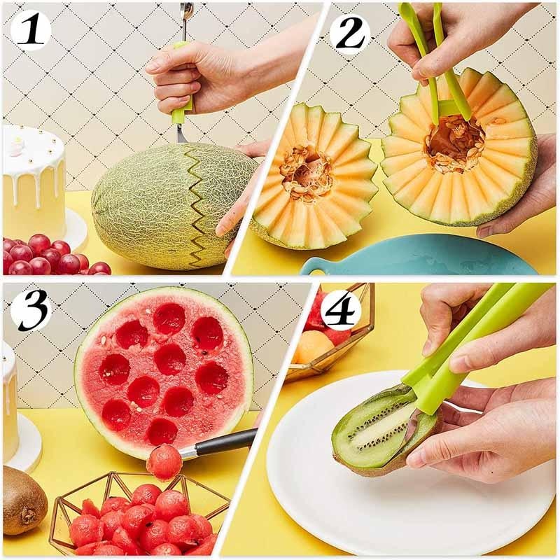 (Store Closing Sale) 4 In 1 Melon Baller Scoop Stainless Steel