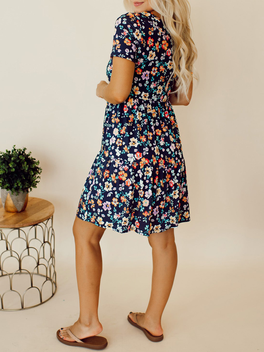 Navy Blue Flower Doll Dress