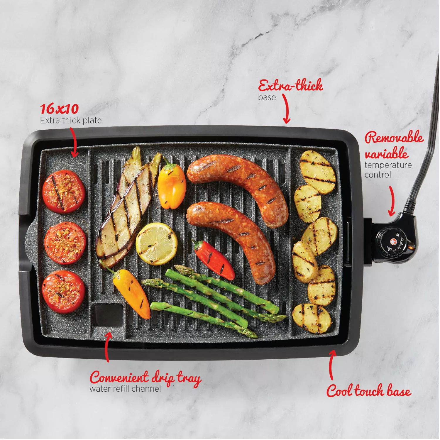 Electric Indoor Smokeless BBQ Grill, Black