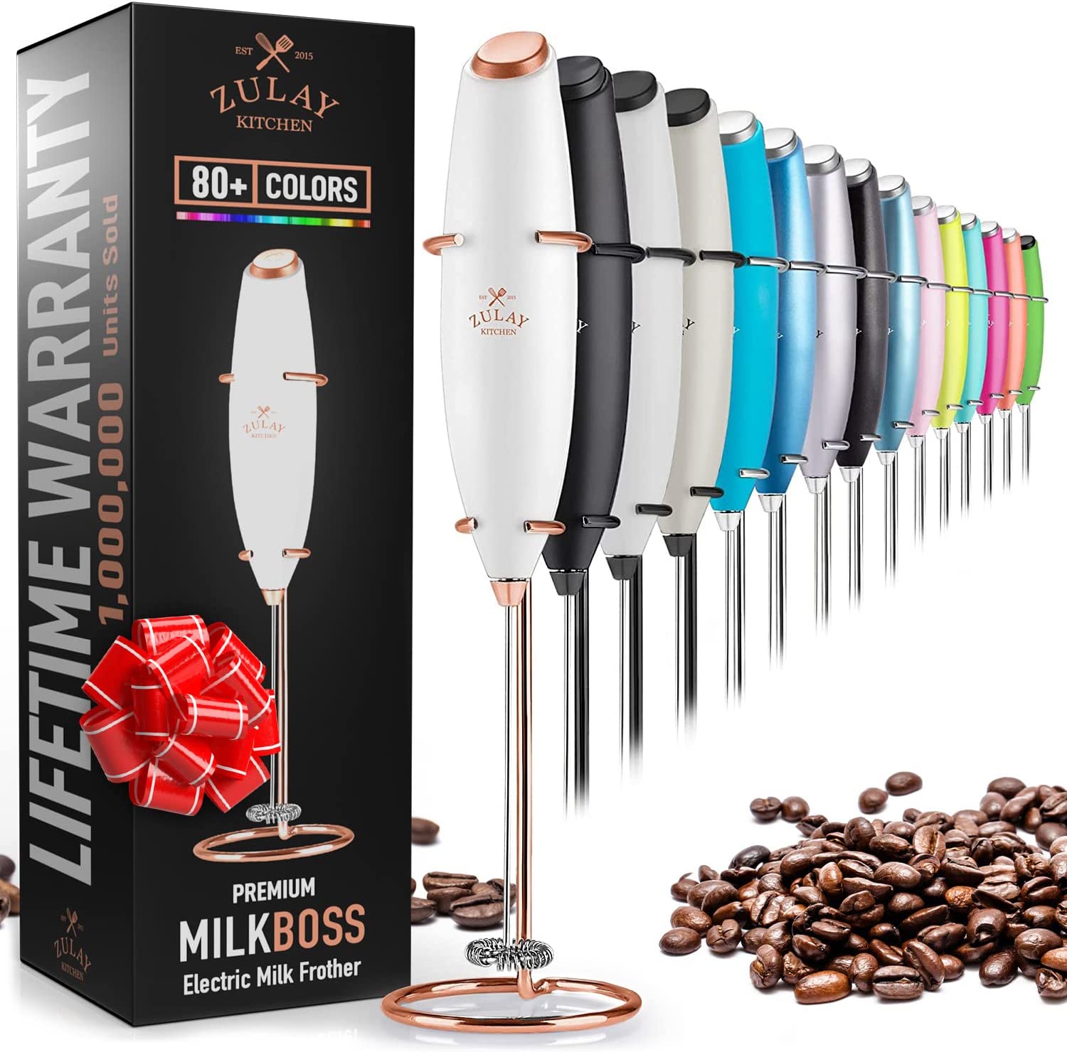 Powerful Milk Frother Handheld Foam Maker for Lattes - Whisk Drink Mixer for Coffee, Mini Foamer for Cappuccino, Frappe, Matcha, Hot Chocolate by Milk Boss (Black)