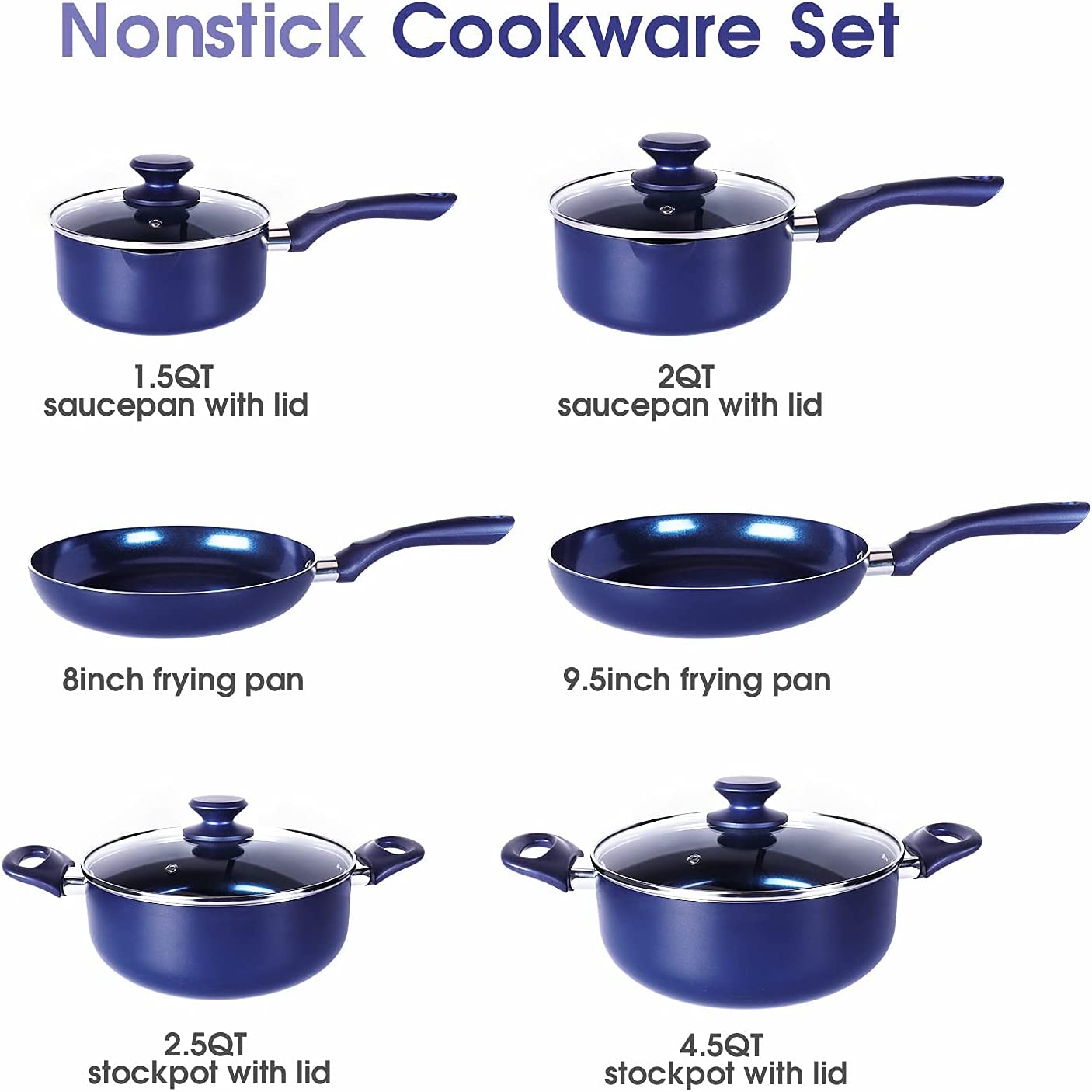 (Store Closing Sale) 6 Pieces Pots and Pans Set