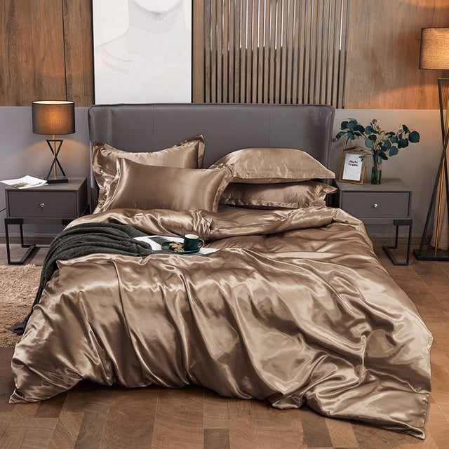 Bedding Set Solid Color Luxury Bedding Kit Rayon Satin Duvet Cover Set Twin Queen King Size Bed Set 2pcs/3pcs/4pcs - Bedding Set