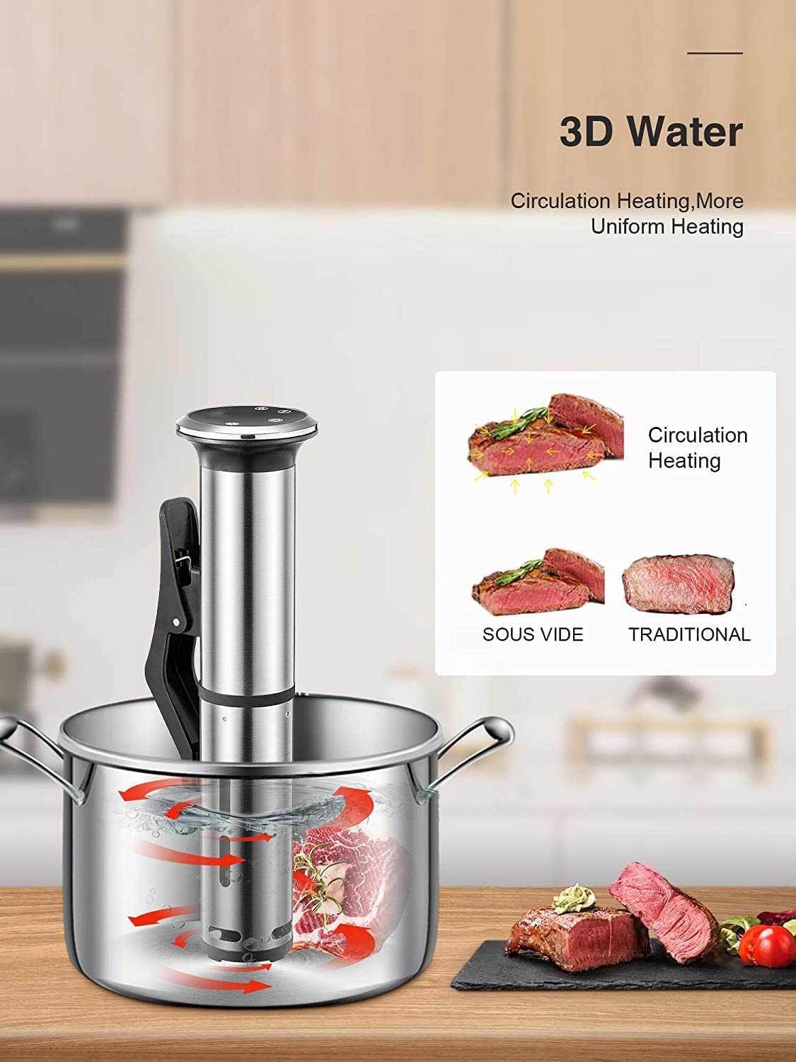 (Store Closing Sale) Sous Vide, 1200W Slow Cooker with LED Touch Screen SV-8006