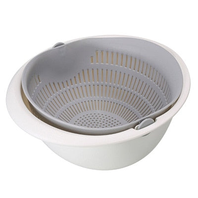 Kitchen Silicone Double Drain Basket Bowl