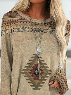 Geometric Loose Casual Long sleeve Top