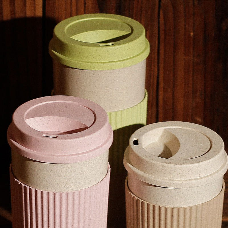 (Store Closing Sale) Wheat Fiber Straw Coffee Mug Double-wall Insulation Eco-friendly Coffee Cup Travel Leakproof Gift Mugs