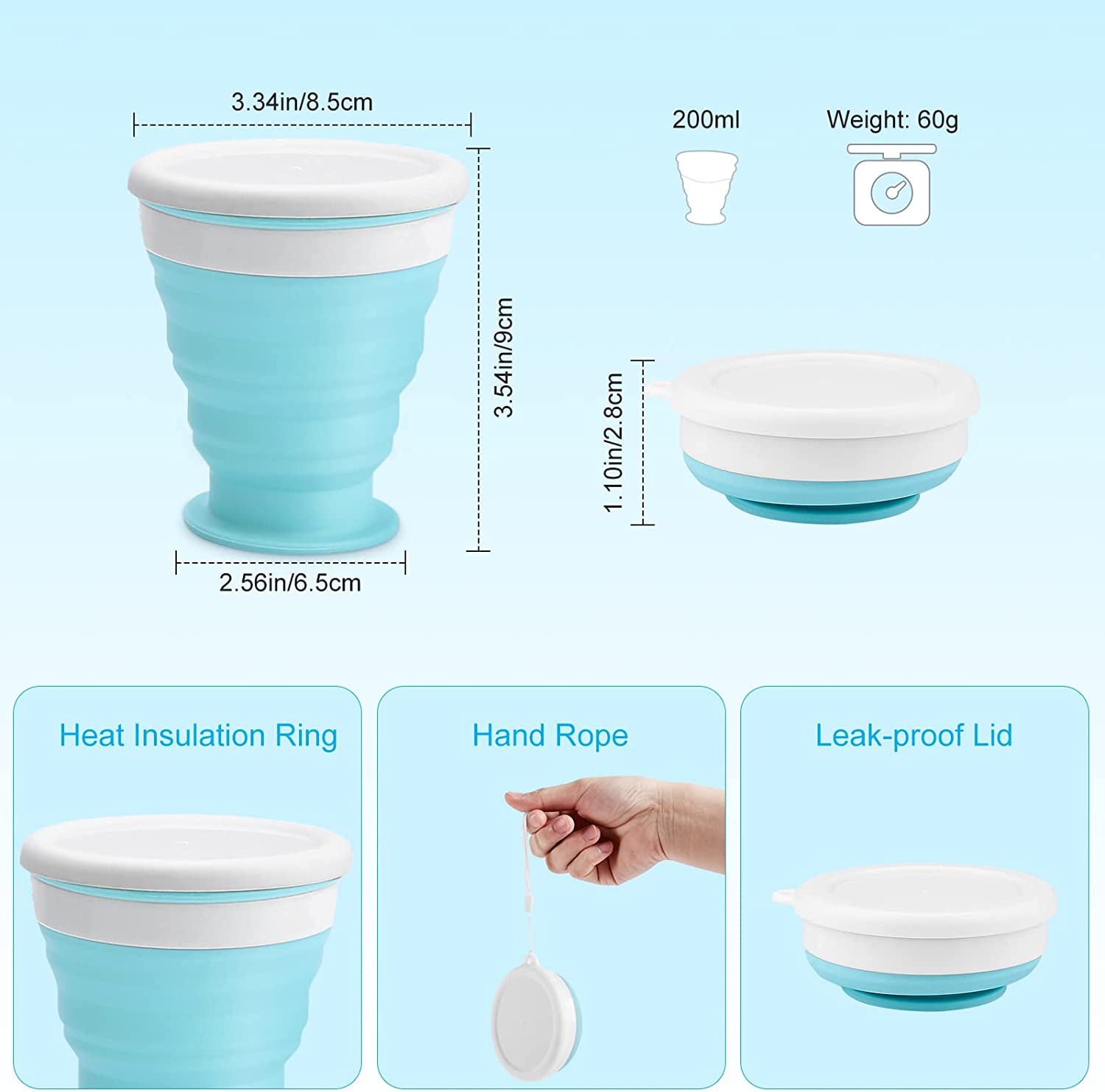 (Store Closing Sale) Collapsible silicone bowl and cup set with airtight lid