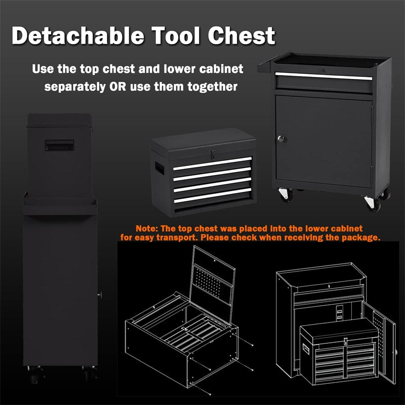 5-Drawer Rolling Tool Chest High Capacity Tool Storage Cabinet Toolbox Organizer with Wheels and Locking System