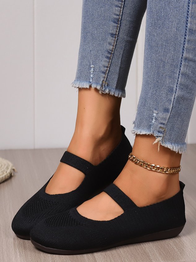 Casual Plain Breathable Slip On Flat Heel Mary Jane