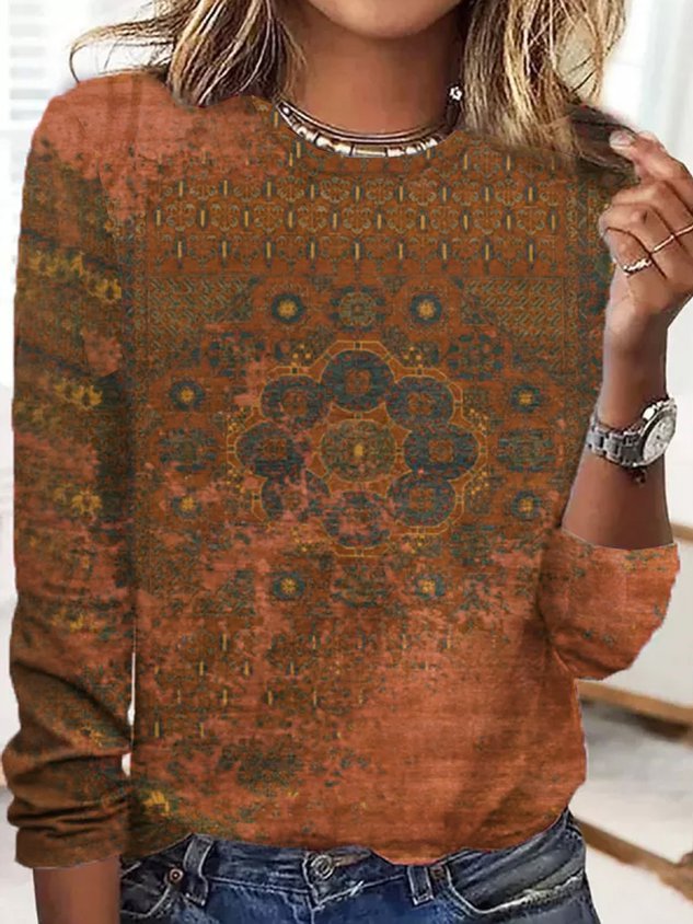 Jersey Casual Ethnic Long SleeveT-Shirt