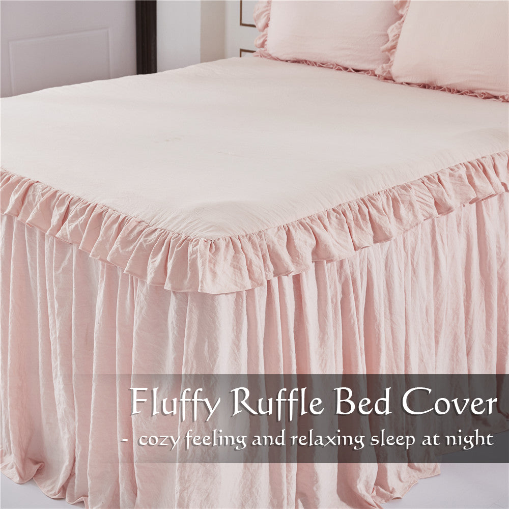 Ruffle Skirt Bedspread One Layer Design Chic Style Bedding Set