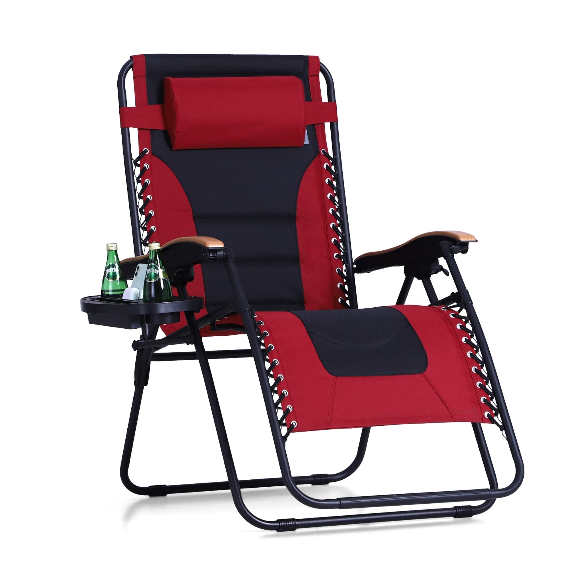 Oversize XL Padded Zero Gravity Lounge Chair Wide Armrest Adjustable Recliner with Cup Holder