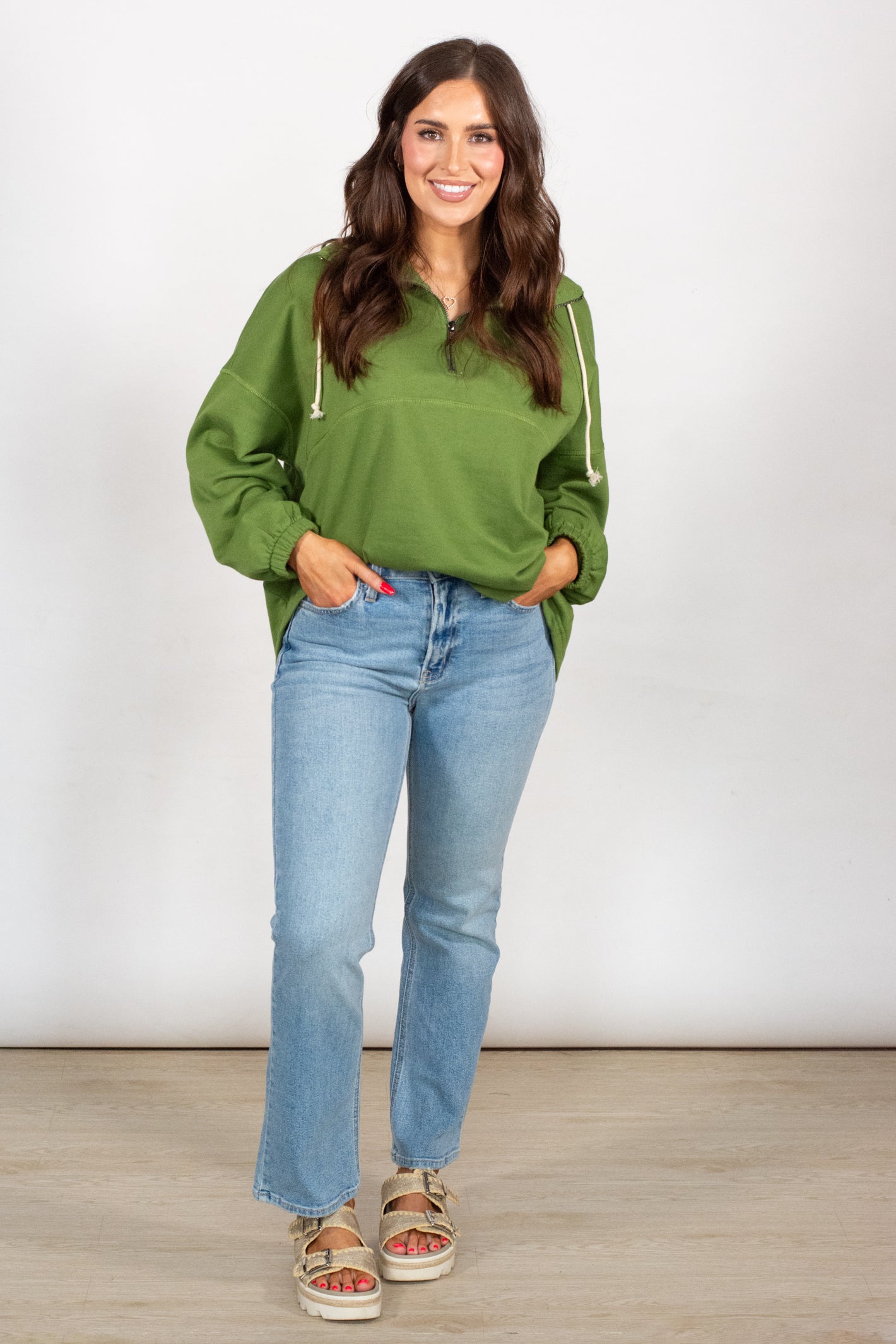 Always Direct Green Half Zip Pullover