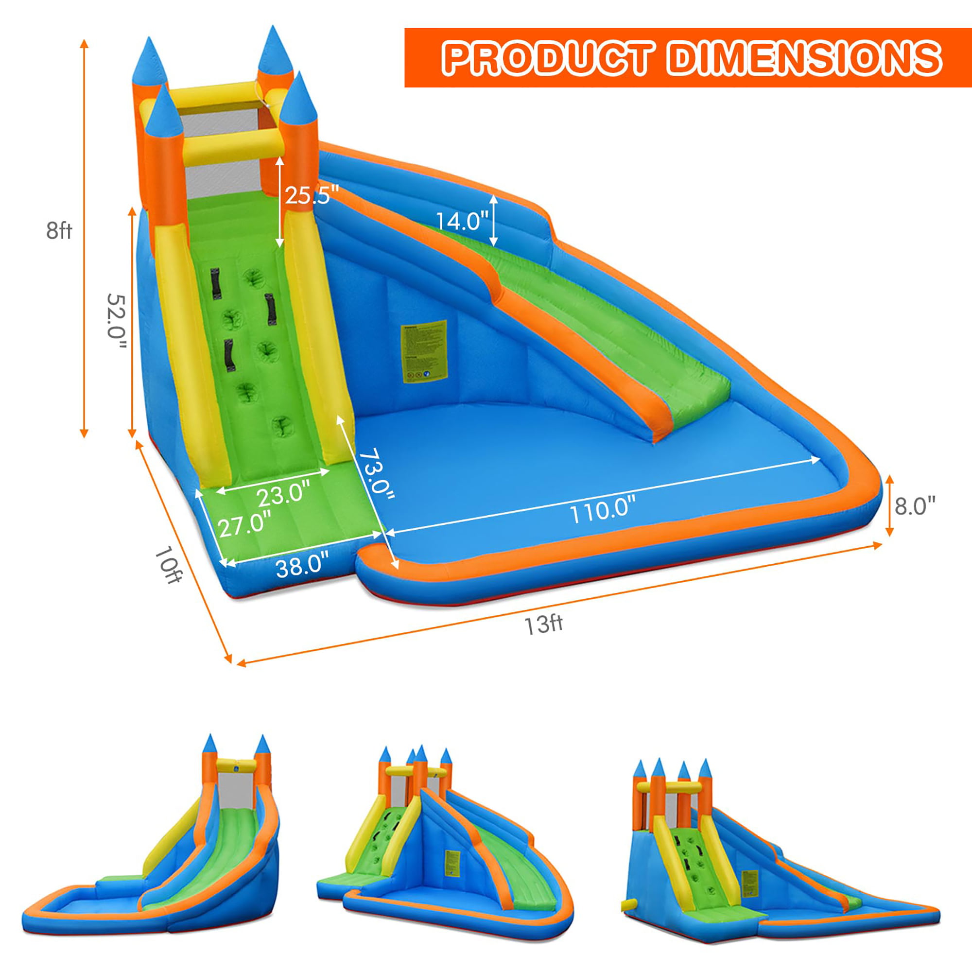 Inflatable Water Slide Mighty Bounce House Jumper Castle Moonwalk Without Blower