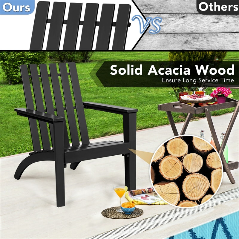 Outdoor Patio Acacia Wood Adirondack Lounge Chair