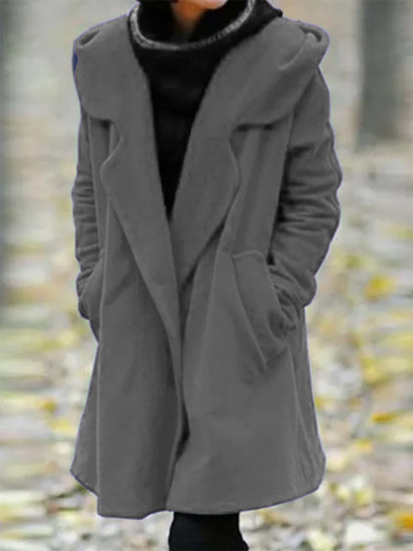 Shawl Collar Solid Casual Overcoat