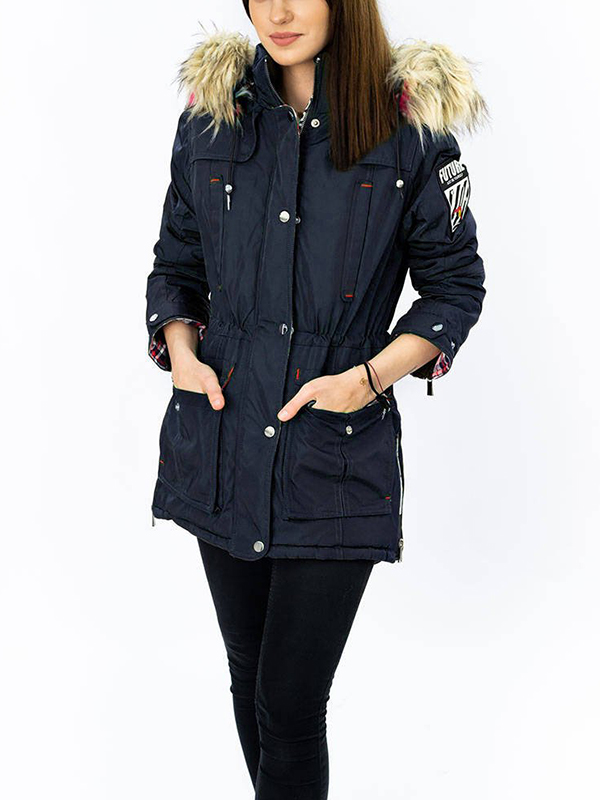 Ladies winter hood navy blue