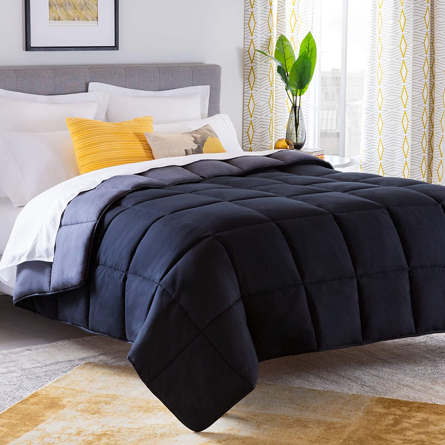 All-Season Quilted Comforter - Corner Duvet Tabs - Hypoallergenic - Plush Microfiber Fill - Machine Washable - Duvet Insert