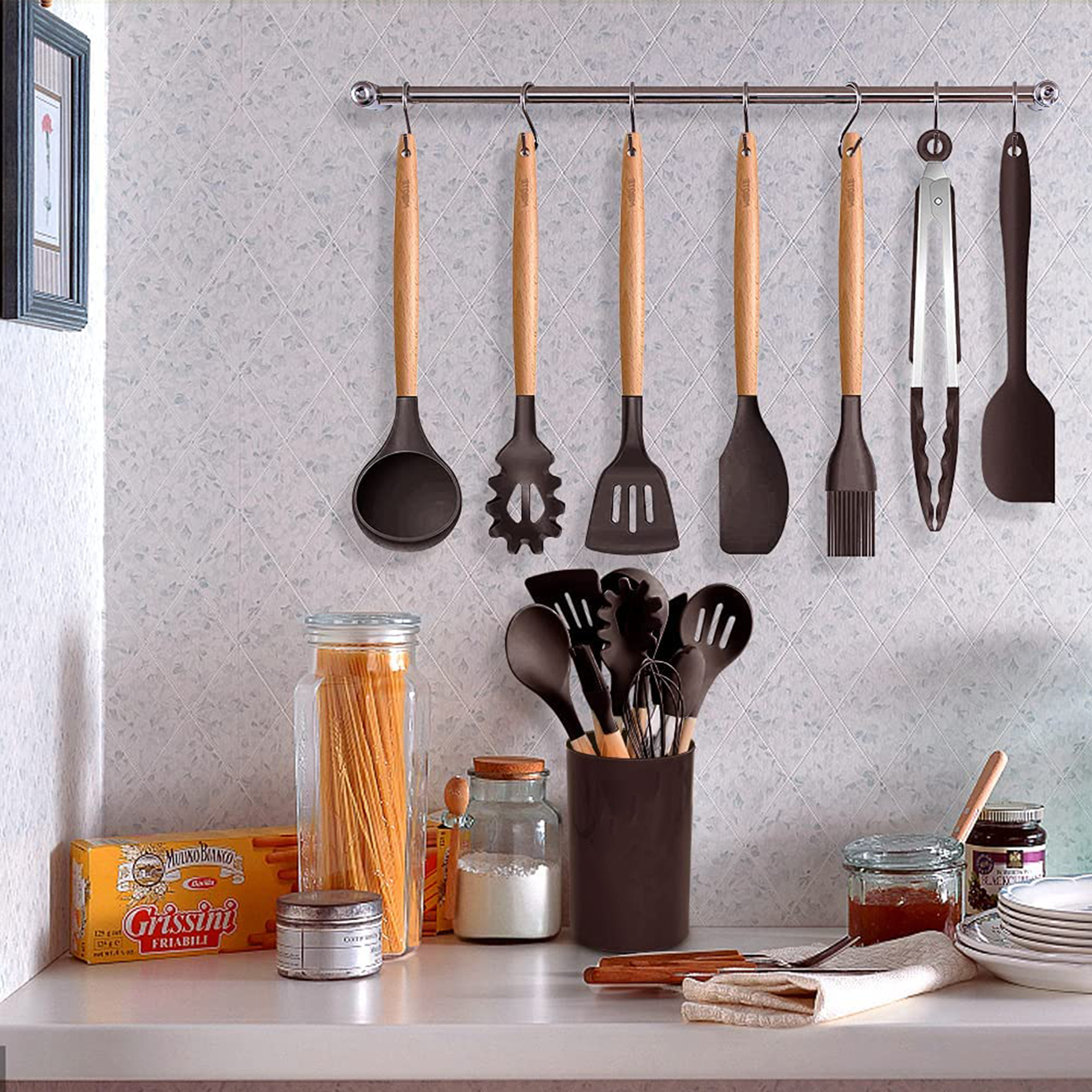 Silicone cooking utensils set