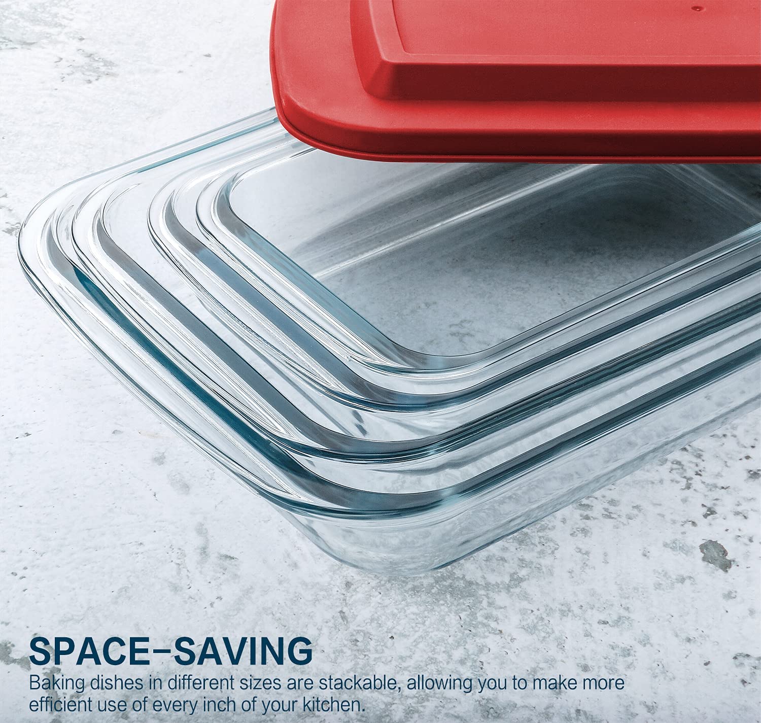 8-Piece Deep Glass Baking Dish Set with Plastic lids,Rectangular Glass Bakeware Set with BPA Free Lids, Baking Pans for Lasagna, Leftovers, Cooking, Kitchen, Freezer-to-Oven and Dishwasher, Gray