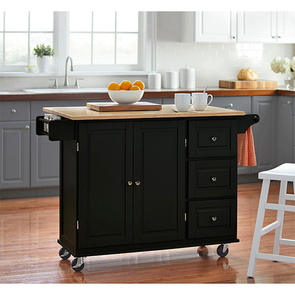 🎄Store Closing Sale - 3-drawer Drop Leaf Kitchen Cart🎉