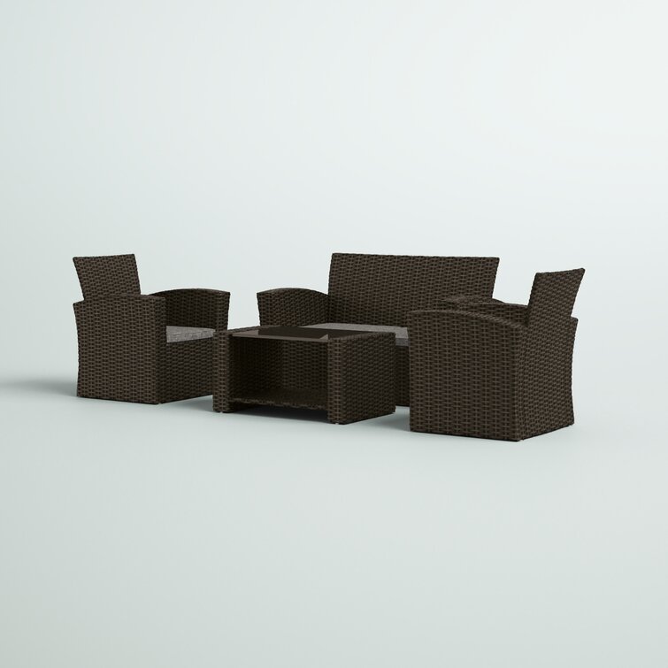 Charmain 4 Piece Rattan Sofa Seating Group with Cushions