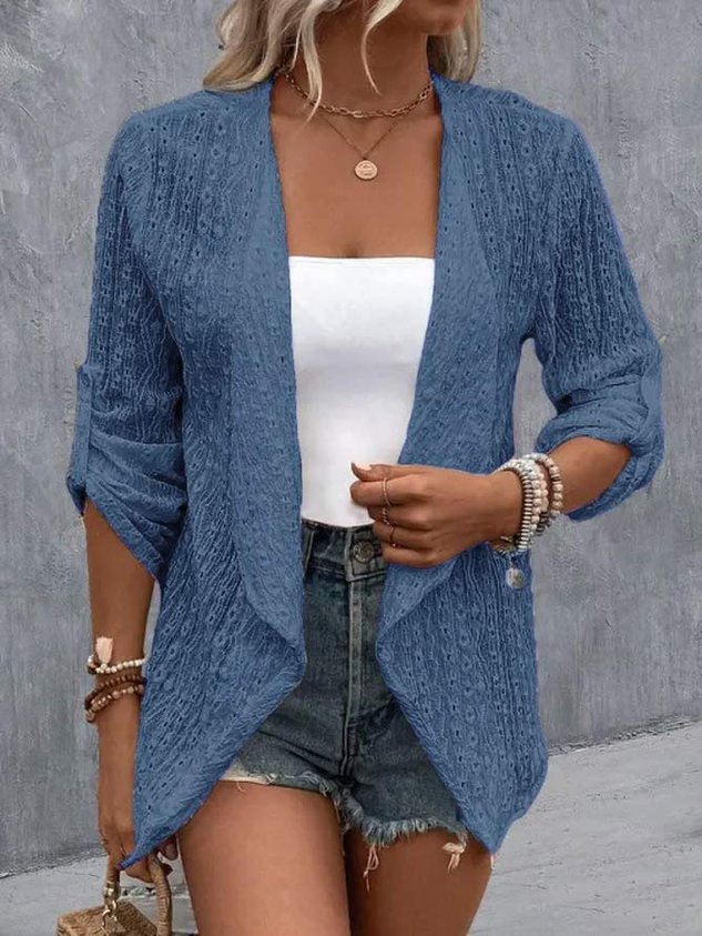 Plain Hollow Out Casual Kimono